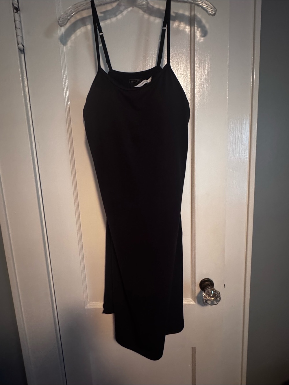 Athleta Black Midi Slip Dress with Adjustable Straps